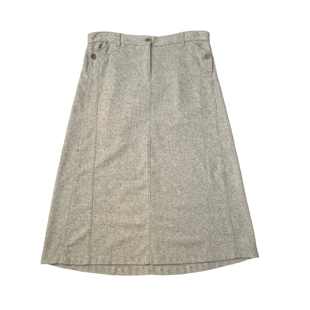 Sisley Light Gray Wool-Blend Midi Skirt